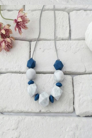 Tutti Rocks Teething Necklace - Cleo Marble and Navy