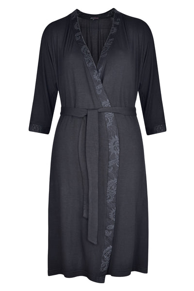 MamaMoosh Indulgence Maternity Dressing Gown Black - front