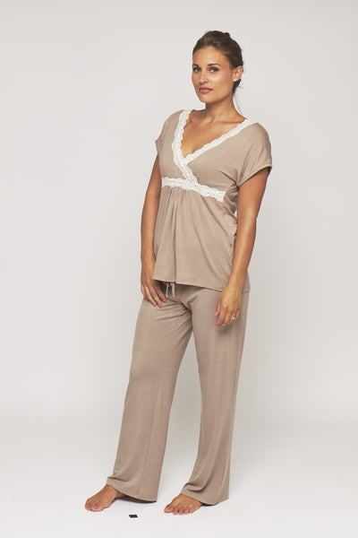 MamaMoosh Radiance Short Sleeved Maternity Breastfeeding Pyjamas MInk