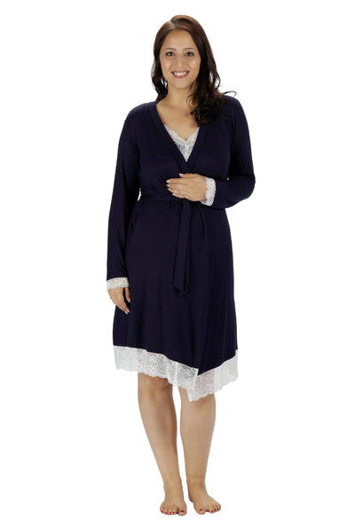 Allure Dressing Gown - Navy