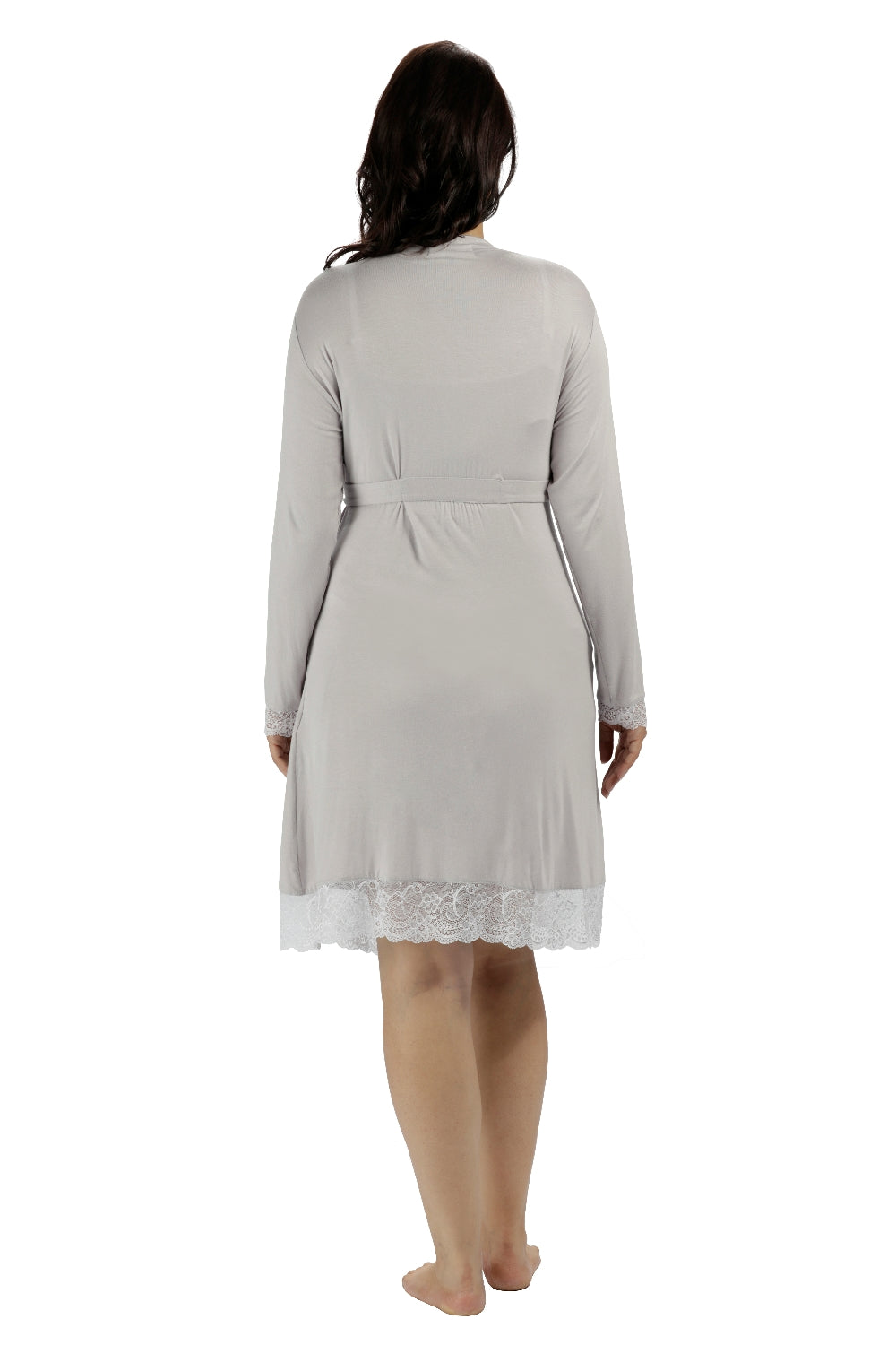 Allure Dressing Gown - Light Grey - MamaMoosh Allure Dressing Gown - Light Grey - MamaMoosh