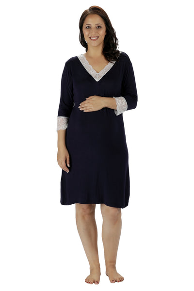 Allure Maternity & Breastfeeding Night shirt in Navy MamaMoosh