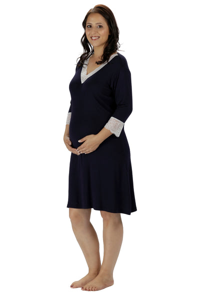 Allure Maternity Nightshirt - Navy