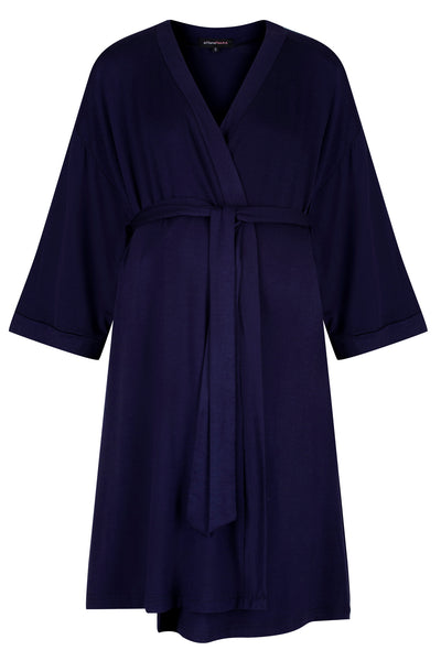 Bliss Maternity Dressing Gown Navy Kimono MamaMoosh