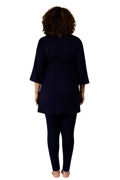 Bliss Maternity Dressing Gown Navy Kimono MamaMoosh