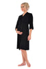 MamaMoosh Indulgence Maternity Dressing Gown Black - front 
