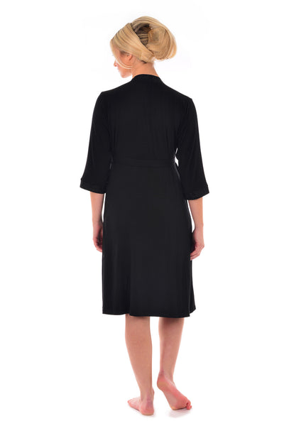 MamaMoosh Indulgence Maternity Dressing Gown Black - back