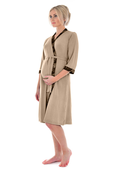MamaMoosh Indulgence Maternity Dressing Gown Mink 