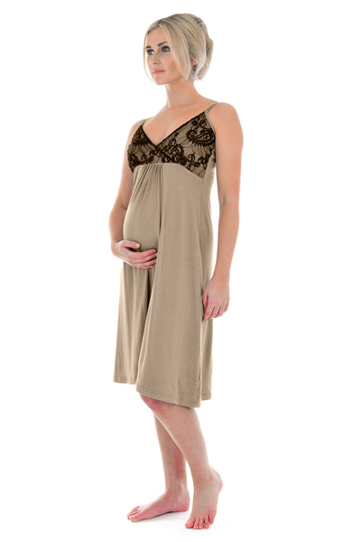 MamaMoosh Indulgence Maternity Nursing Nightdress Mink