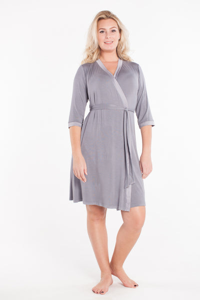 MamaMoosh Mirage Maternity Nursing Dressing Gown Grey