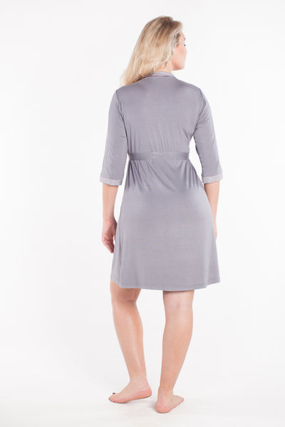 MamaMoosh Mirage Maternity Nursing Dressing Gown Grey back