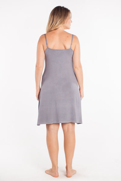 MamaMoosh Mirage Maternity Nursing Nightdress Grey Back