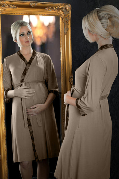 MamaMoosh Indulgence Maternity Dressing Gown Mink 