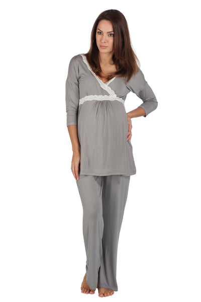 Radiance Three quarter sleeve nursing and maternity pyjamas in navy