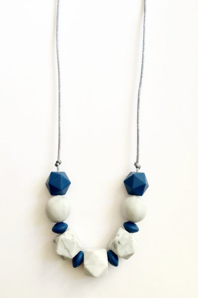 Tutti Rocks Teething Necklace - Cleo Marble and Navy