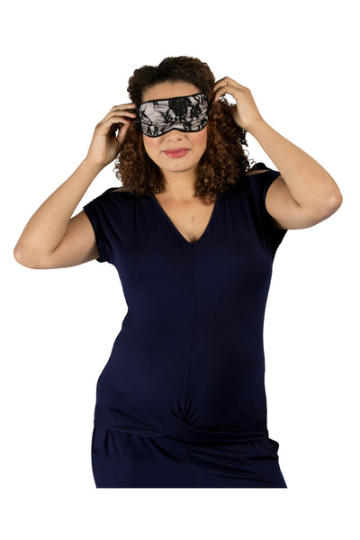 Silk Sleep Mask with Black Lace