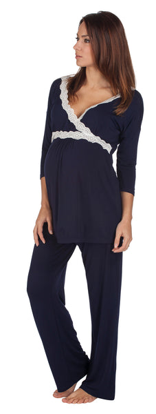 Radiance 3/4 Sleeve Pyjamas - Navy