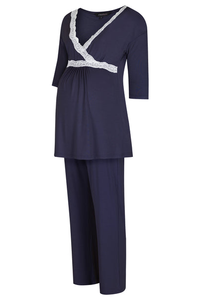 Radiance Three quarter sleeve nursing and maternity pyjamas in navy